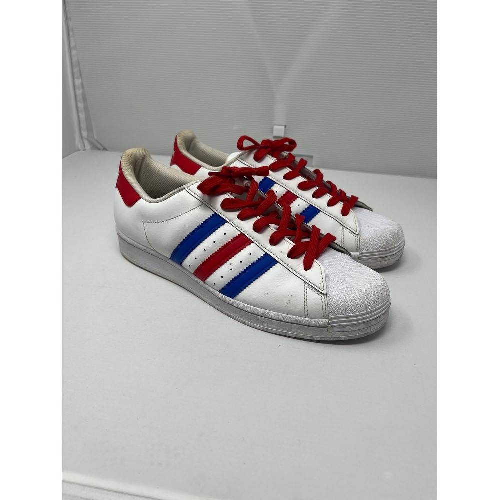 Adidas Superstar Americana White Red Blue Leather Sneakers FV2806 Mens 10